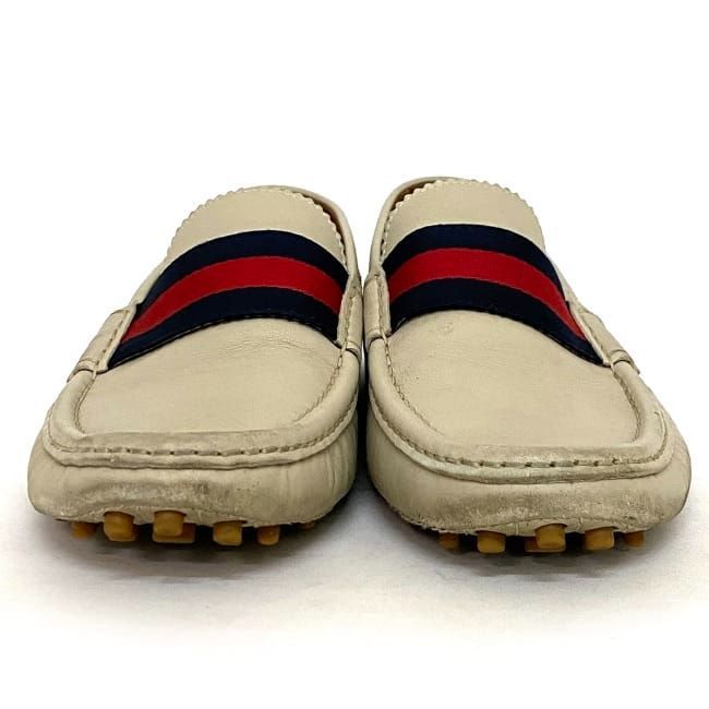Gucci Driving Shoes Beige Navy Red Sherry