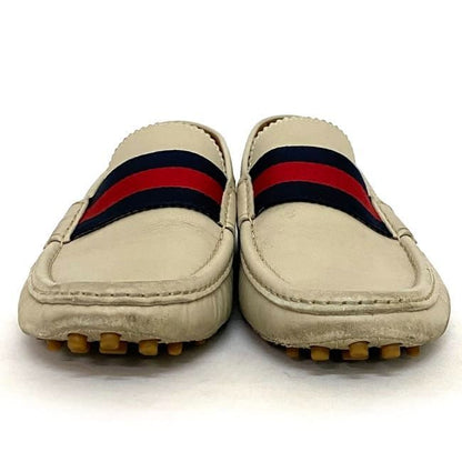 Gucci Driving Shoes Beige Navy Red Sherry