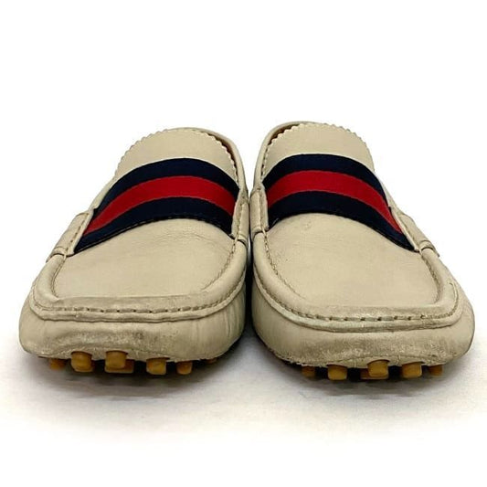 Gucci Driving Shoes Beige Navy Red Sherry