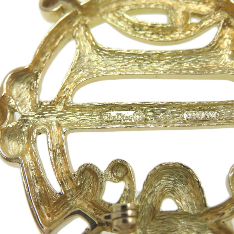Christian DIOR Logo Brooch Metal Ladies