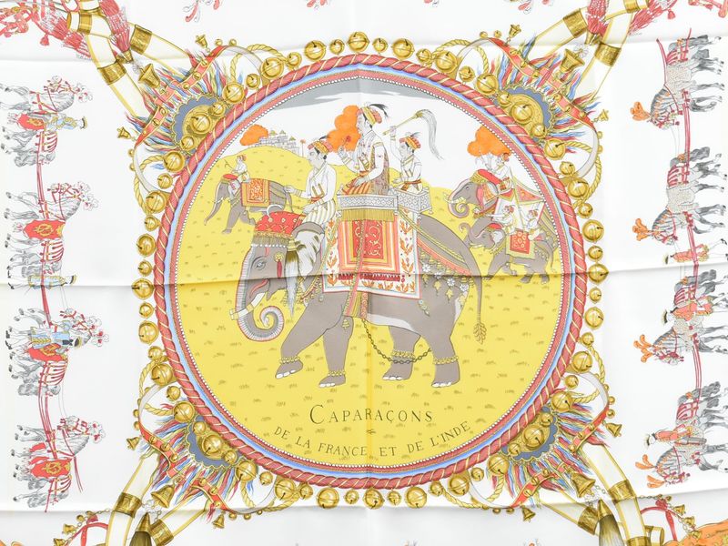 Authentic Hermes Scarf Carré 90 Caparacons DE LA France ET DE L'inde Horse