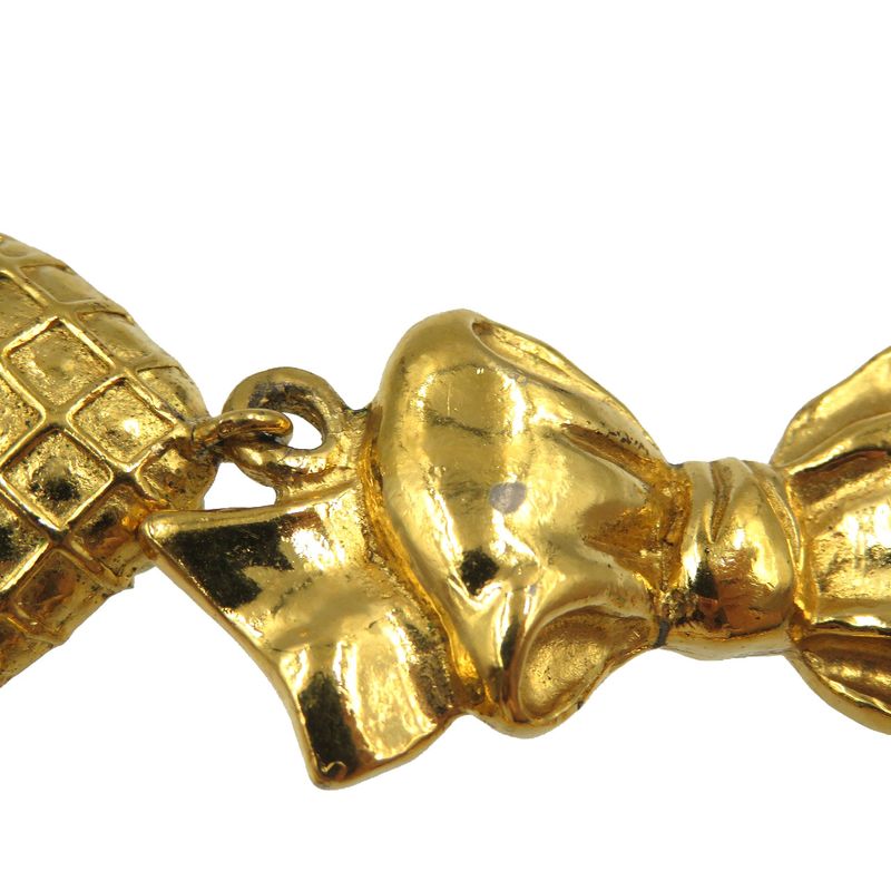 Chanel Vintage Ribbon Metal Gold Earrings 0206 Chanel