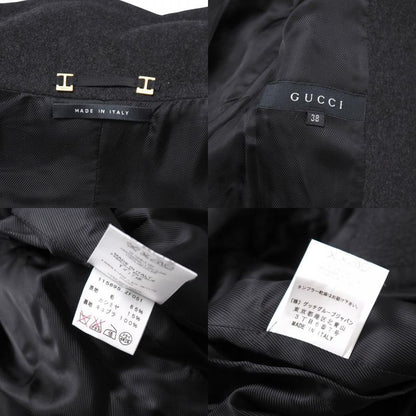 Gucci Coat Size 38 Cashmere Blend Belted Stand Collar Stainless Steel Middle