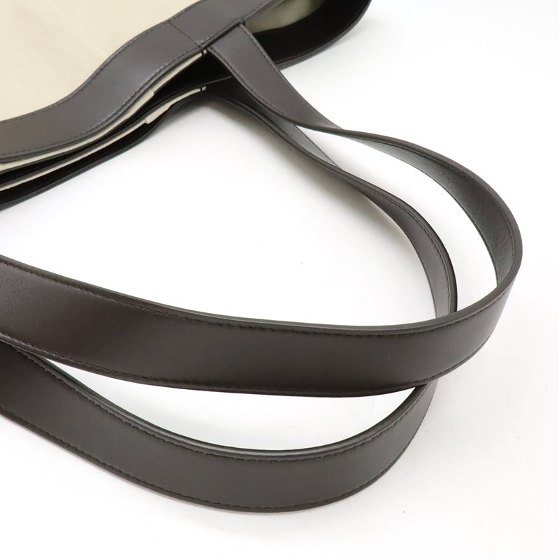 Bottega Veneta Arco Tote Bag Canvas Leather Beige Dark Brown 787419v44j12887