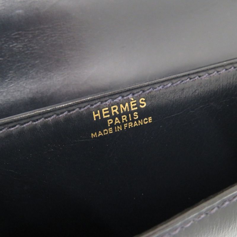 Hermes Tassel Vintage Box Calf Navy Gold Hardware 00R Engraved Shoulder Bag