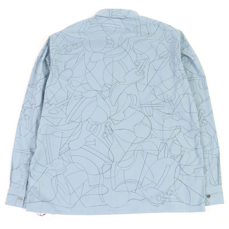 Hermes 24SS Selles En Fragments Finesse 100% Cotton Sellier Button Long Sleeve