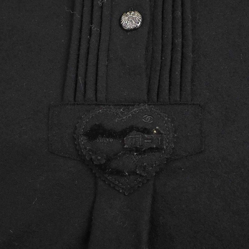 Chanel Flower Patch Pullover Wool Felt Shirt Top P52071k06688 Black 38