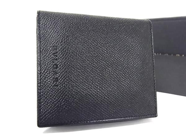 Bvlgari Leather Bifold Wallet Coin Purse Billfold Card Holder Men's Black