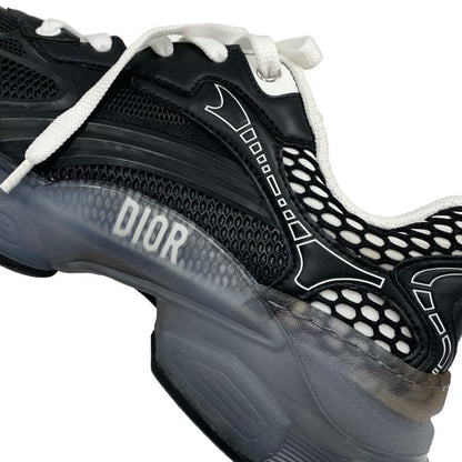 Christian DIOR Vibe Sneakers Shoes Leather Rubber Black White Black Logo Mesh
