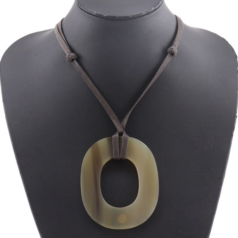 Hermes Ism Buffalo Horn Brown Ladies 28g Necklace
