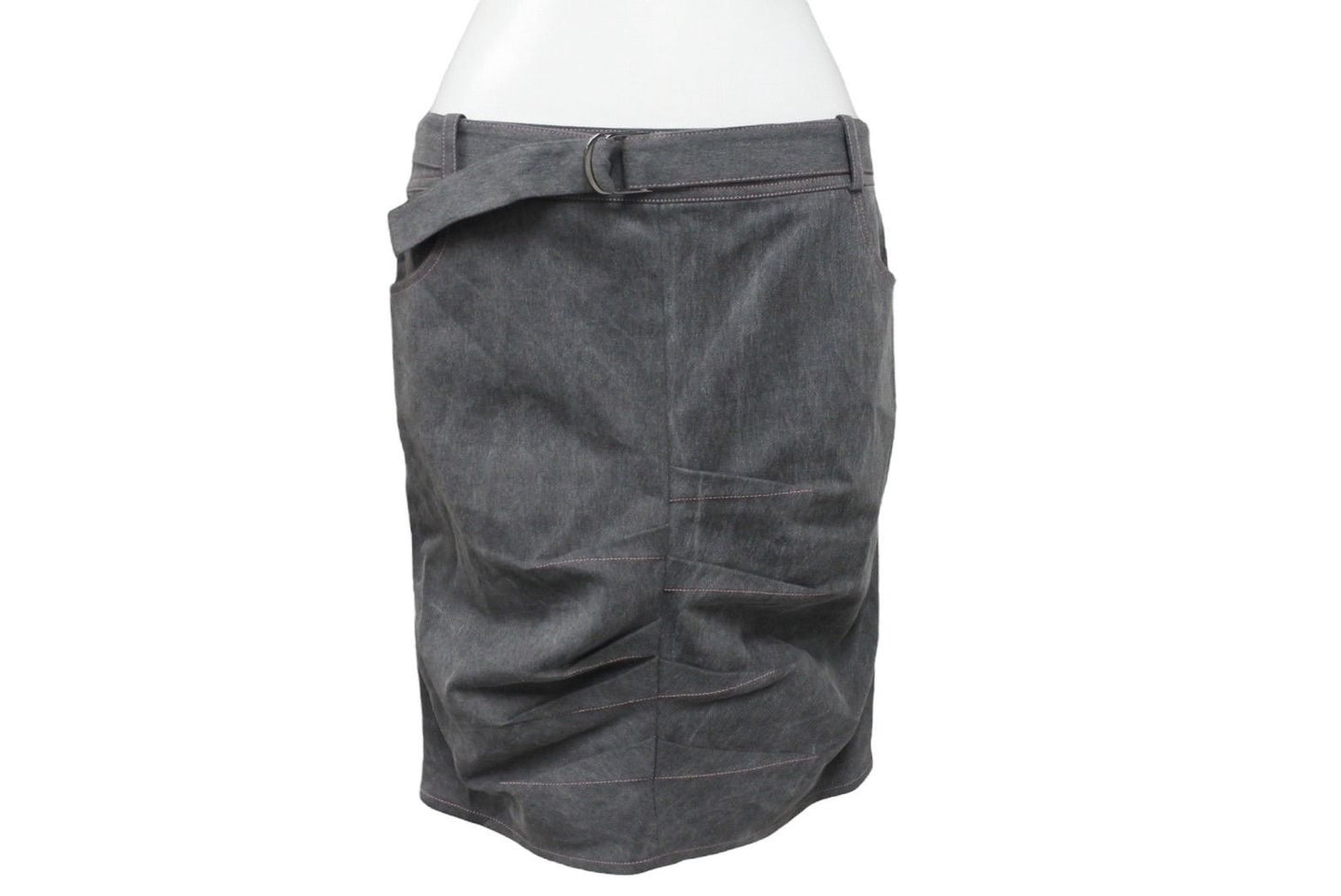 Dior Denim Skirt Belted Design Stitch Galliano 38 — view 3