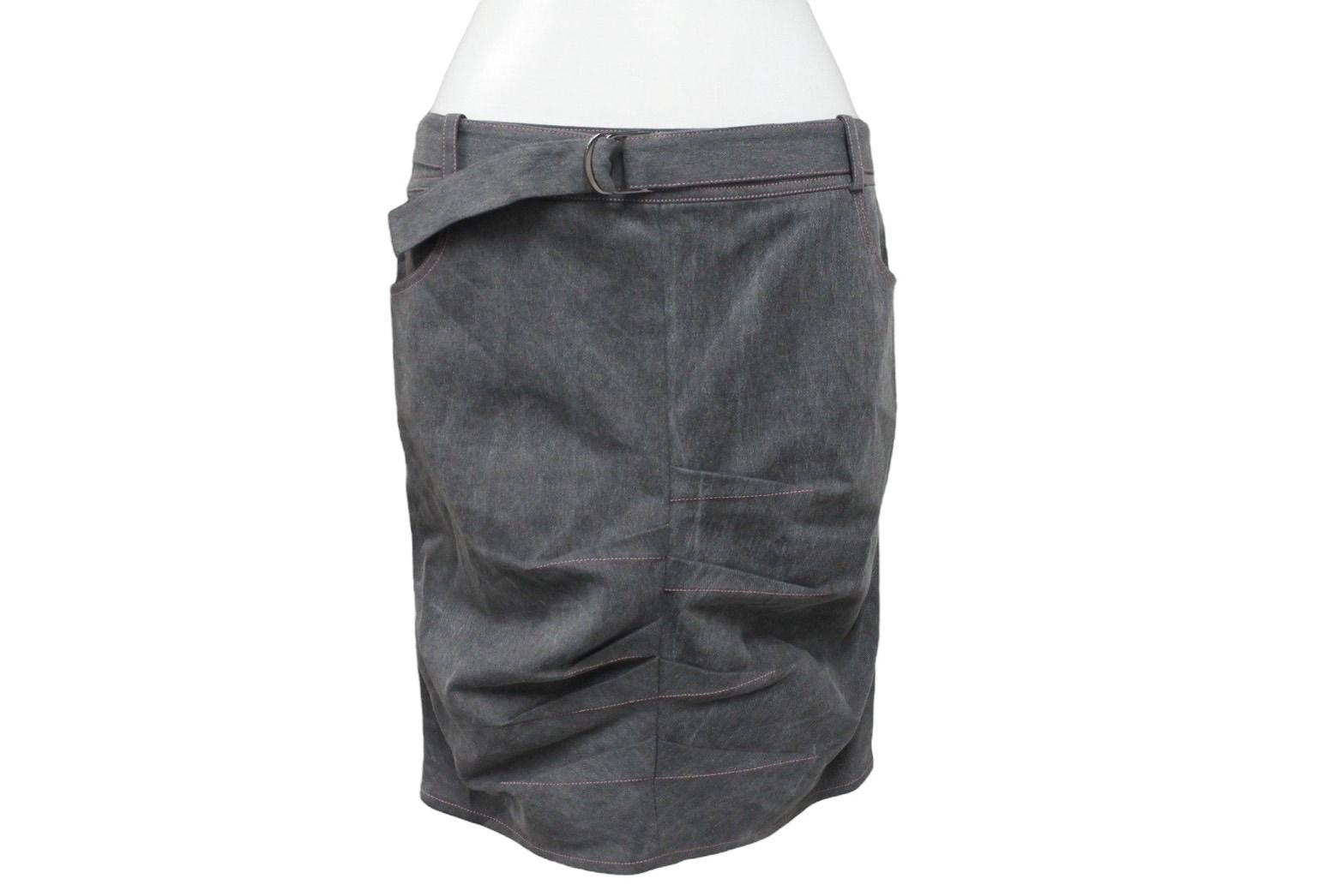 Dior Denim Skirt Belted Design Stitch Galliano 38 — view 3
