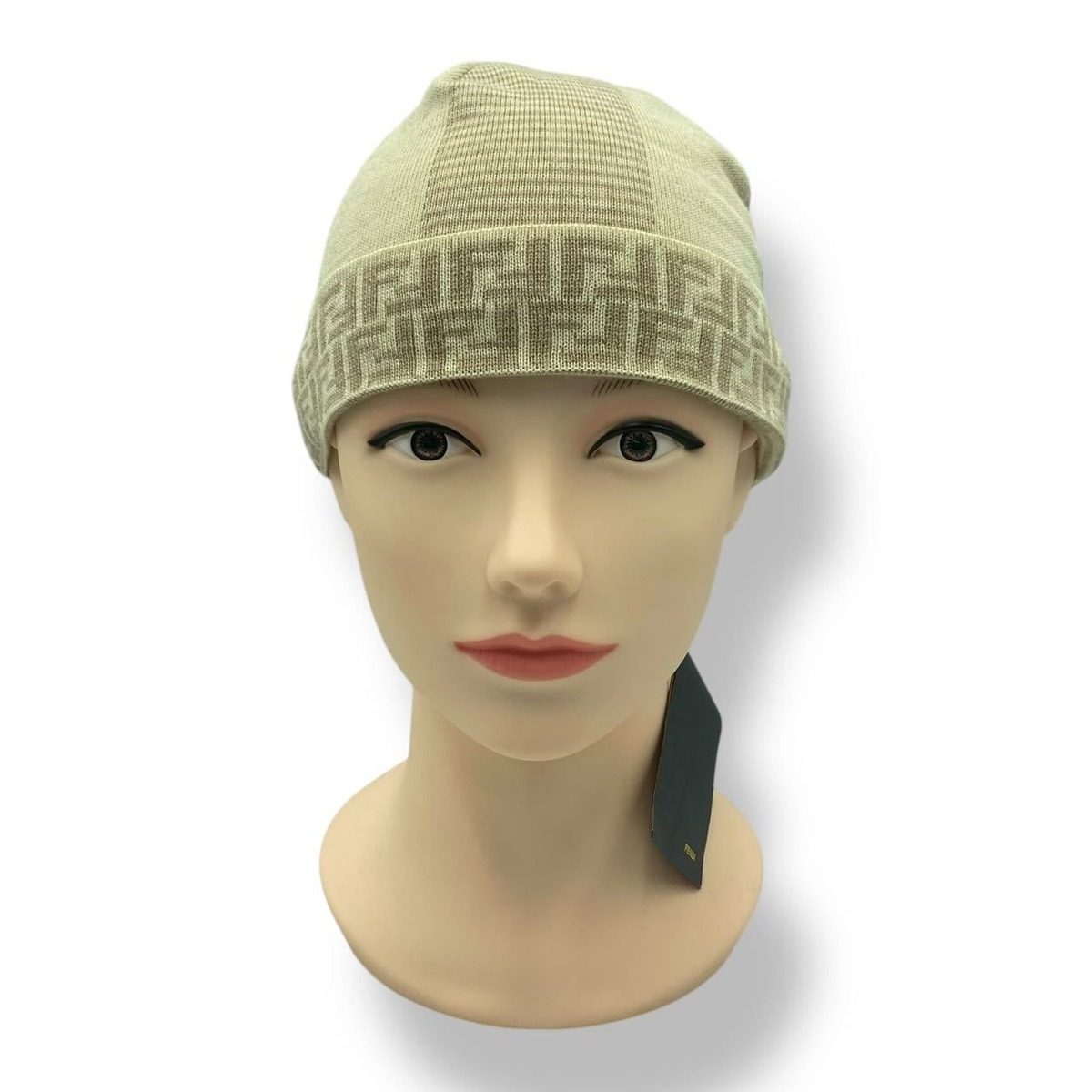 Fendi Knit Cap Wool Fflogo Beige Sweater — view 2