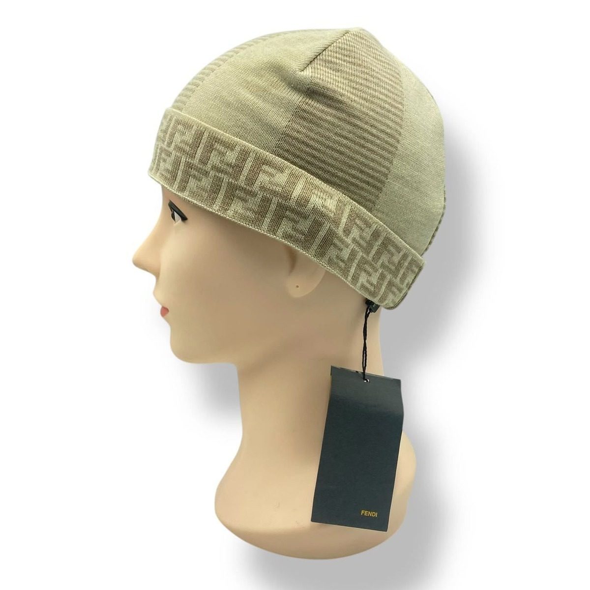 Fendi Knit Cap Wool Fflogo Beige Sweater — view 3