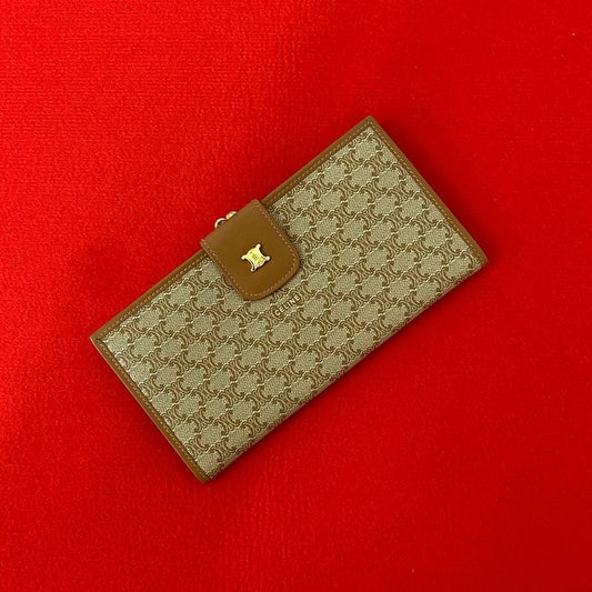 Celine Vintage Macadam Pattern Triomphe Logo Hardware Leather