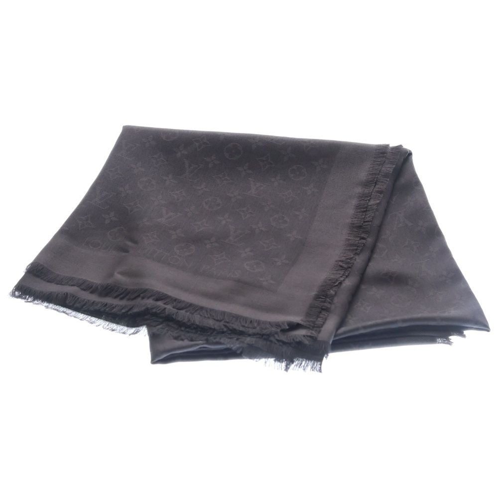 Louis Vuitton LV Atlantis Shawl Monogram Silk Gray Scarf