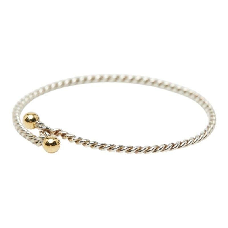 Tiffany & Co Double Eye Twist Bangle Bracelet Silver Gold 18k Yellow Combination