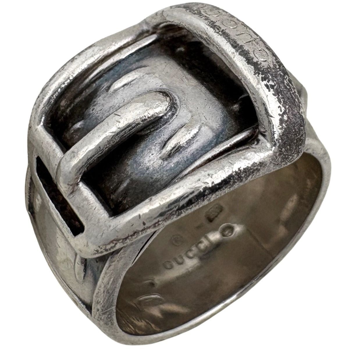 Gucci Belt Motif Ring Horsebit Silver