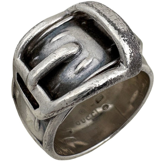 Gucci Belt Motif Ring Horsebit Silver