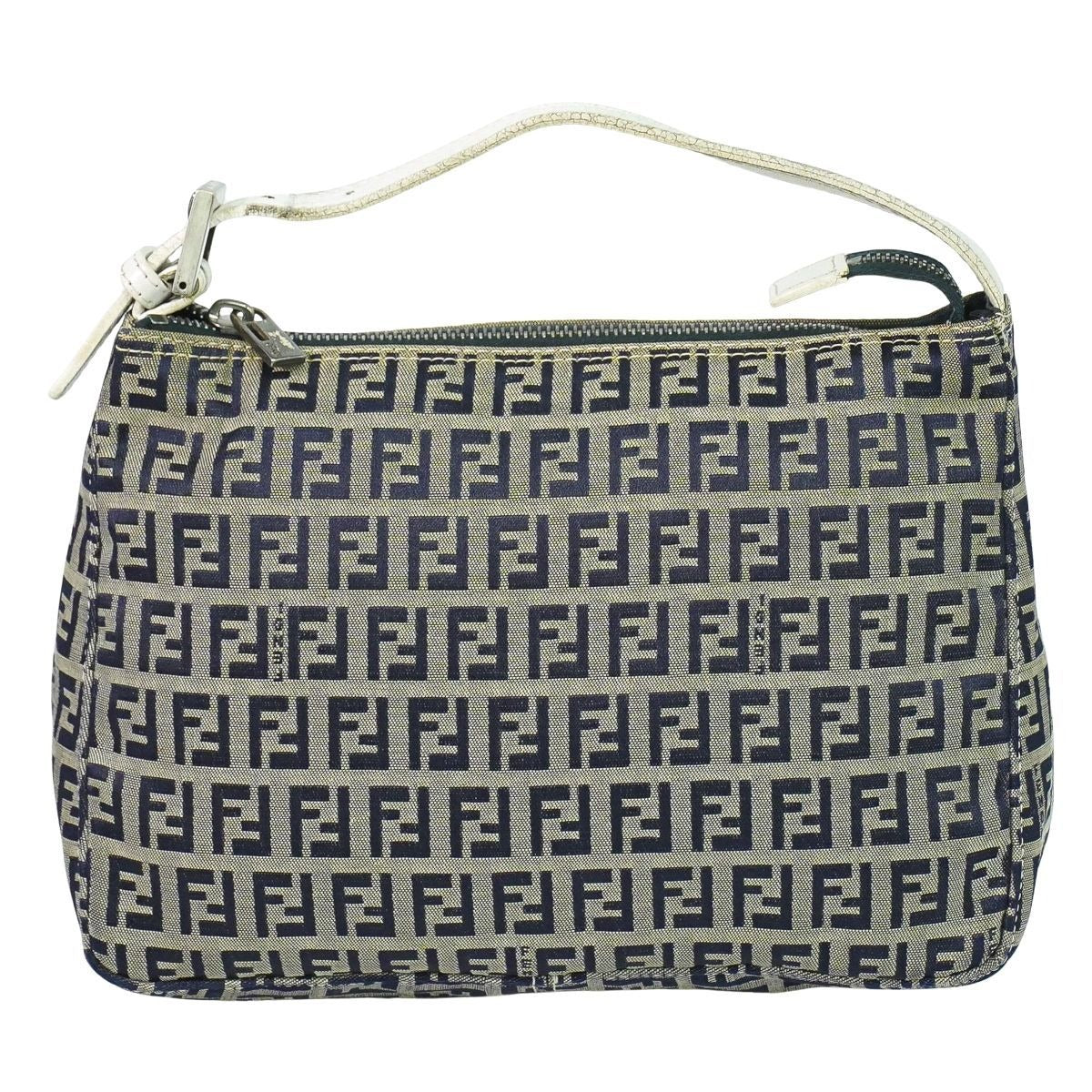 Fendi Zucchino Handbag Canvas Gray Navy Bag