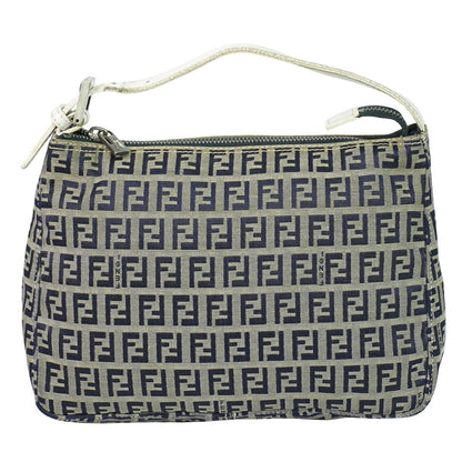 Fendi Zucchino Handbag Canvas Gray Navy Bag