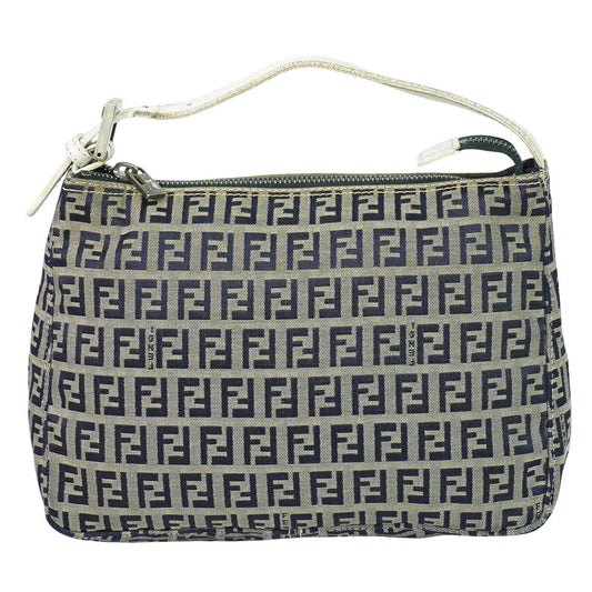 Fendi Zucchino Handbag Canvas Gray Navy Bag