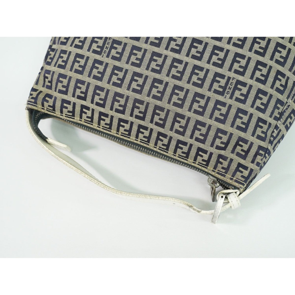 Fendi Zucchino Handbag Canvas Gray Navy Bag — view 4