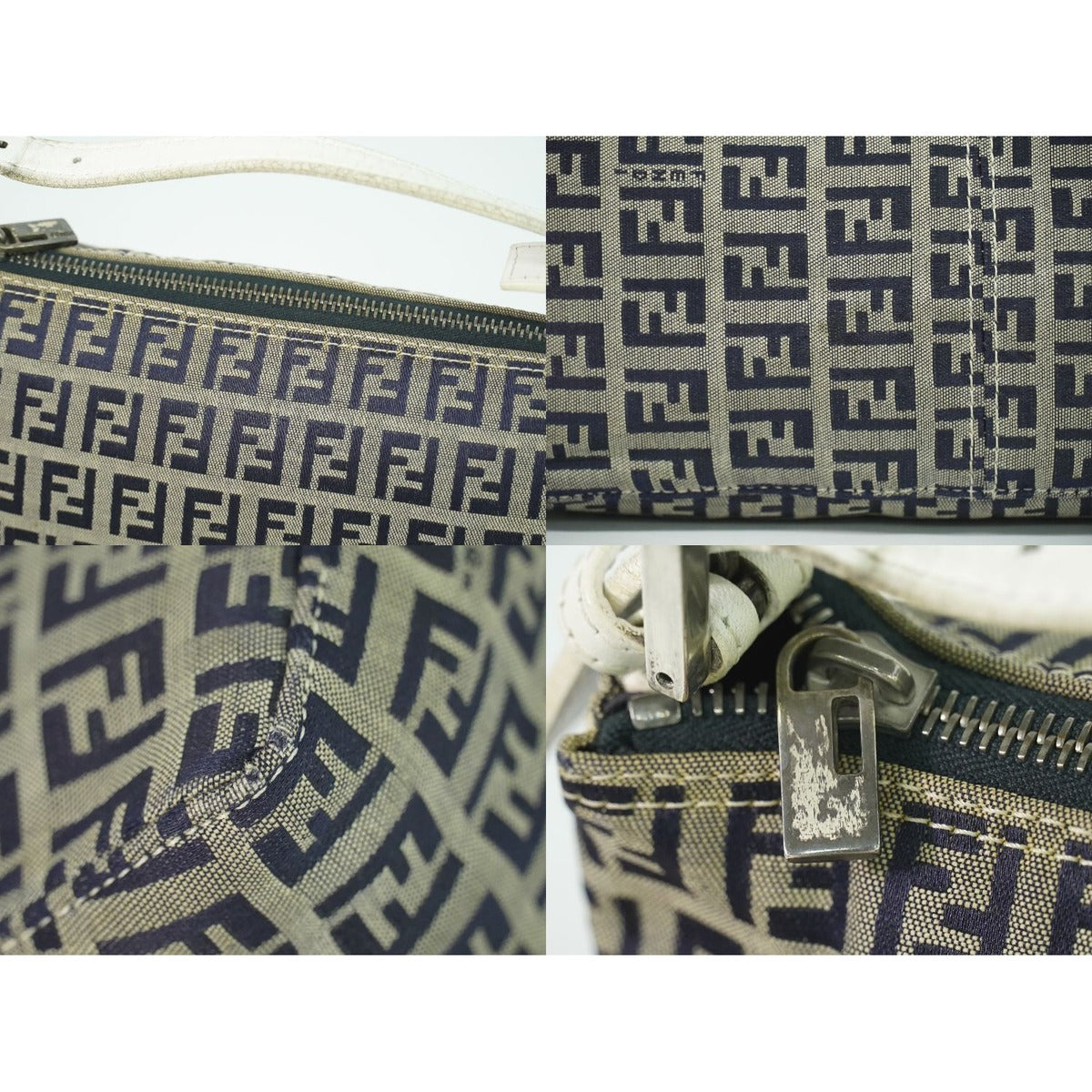 Fendi Zucchino Handbag Canvas Gray Navy Bag — view 8