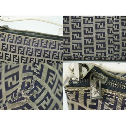 Fendi Zucchino Handbag Canvas Gray Navy Bag — view 8