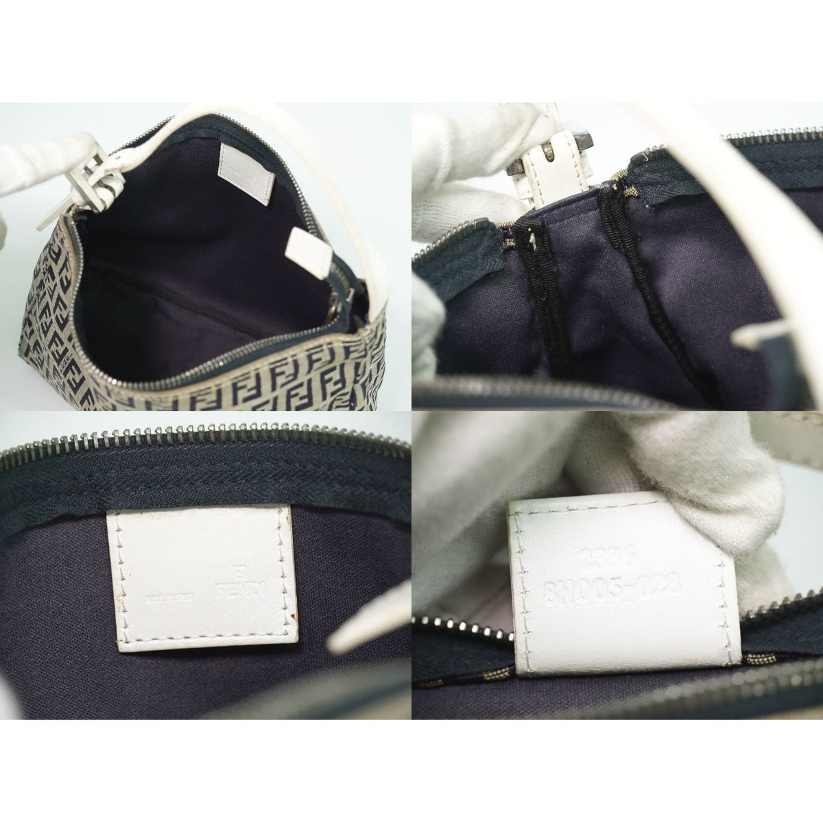 Fendi Zucchino Handbag Canvas Gray Navy Bag — view 9