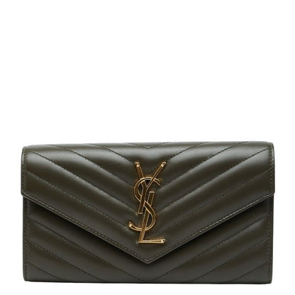 Saint Laurent Cassandra Stitch Khaki Leather