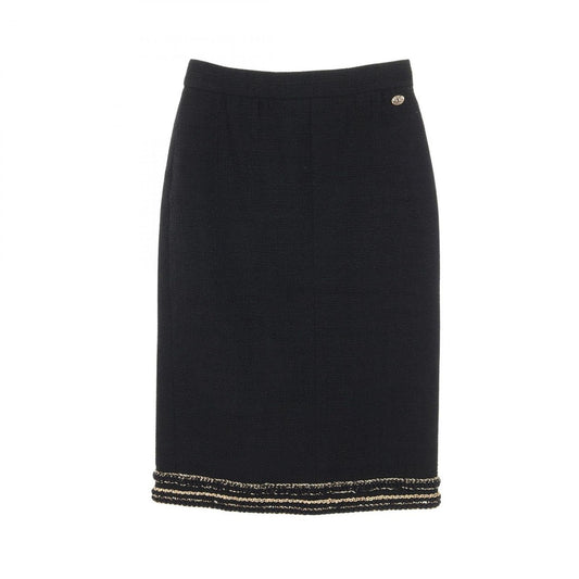 Chanel Skirt Tweed Wool Black