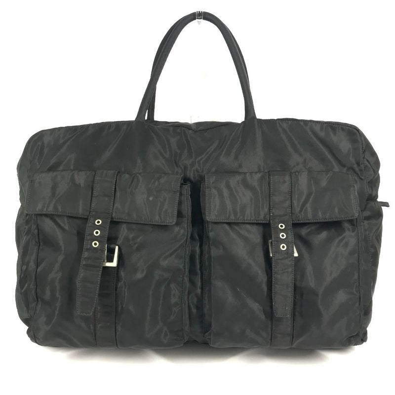 Prada Boston Bag Triangle Logo Plate Nylon Black