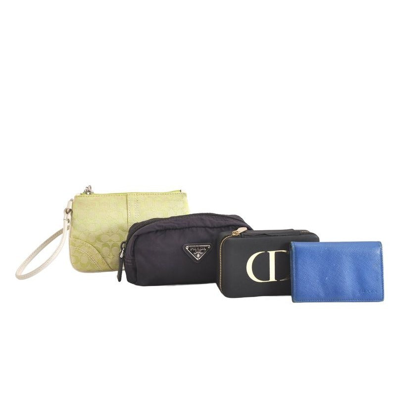 Prada Dior Coach Pouch Card Jewelry Case Set Of 4 Blue Green Purple 2811