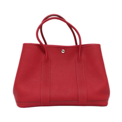 Hermes Garden Party PM Handbag Red Silver Hardware Negonda T Stamp