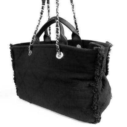 Chanel Large Shopping Black Silver Canvas Leather 2-Way Tote Shoulder Bag — view 2