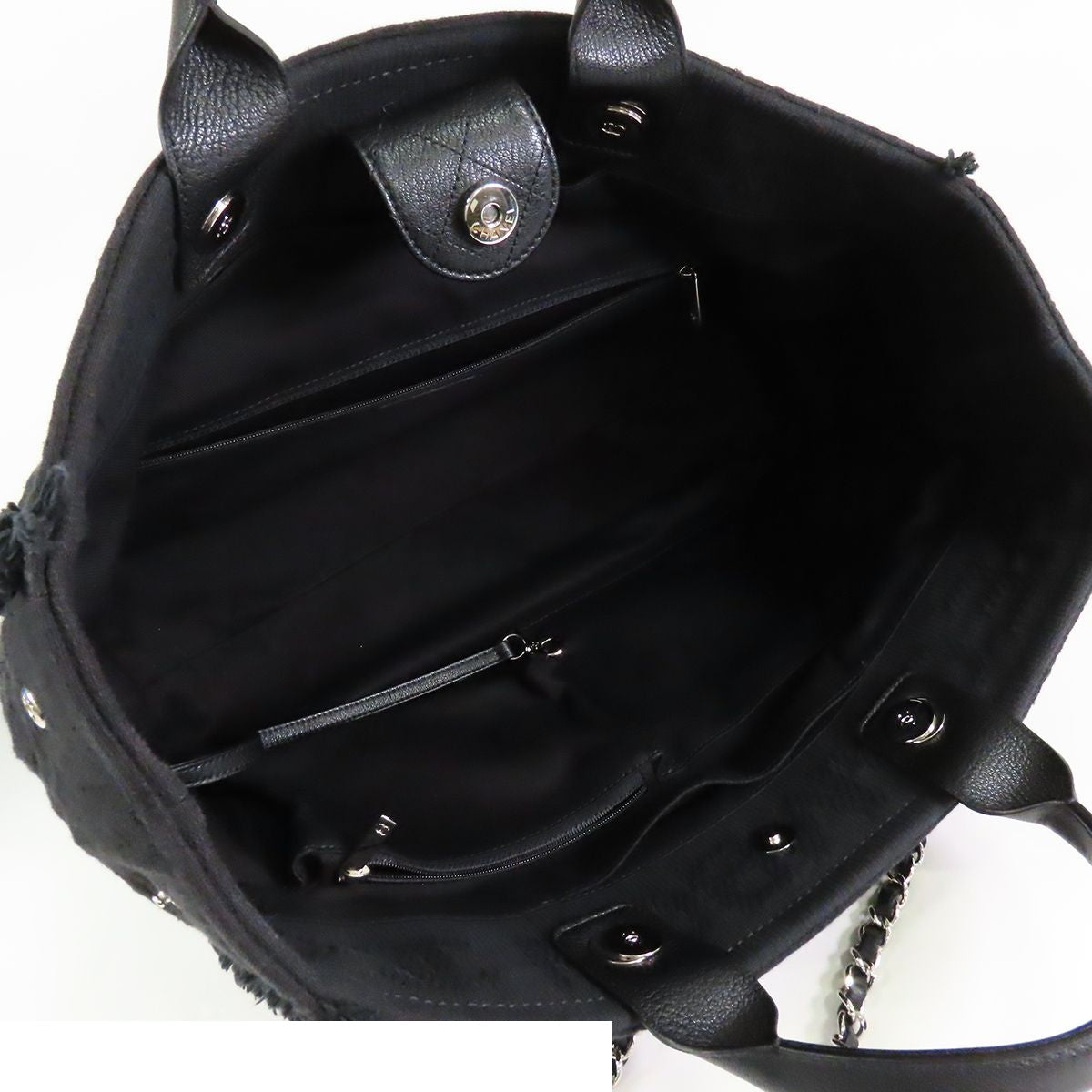 Chanel Large Shopping Black Silver Canvas Leather 2-Way Tote Shoulder Bag — view 5