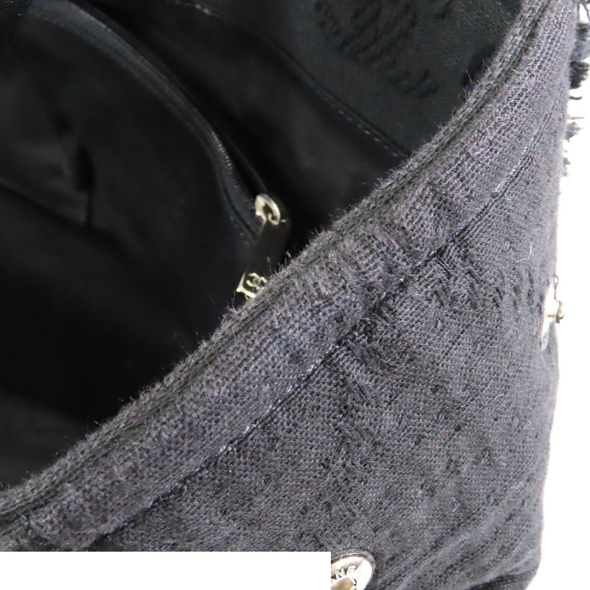 Chanel Large Shopping Black Silver Canvas Leather 2-Way Tote Shoulder Bag — view 6