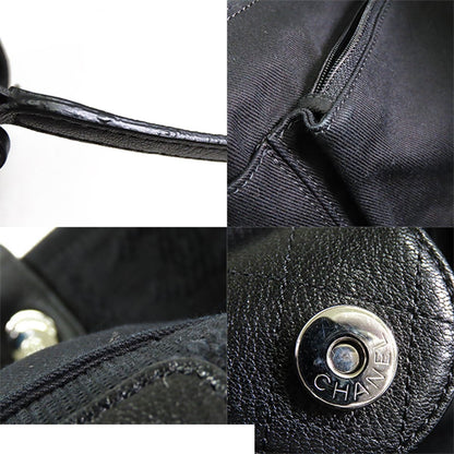 Chanel Large Shopping Black Silver Canvas Leather 2-Way Tote Shoulder Bag — view 8