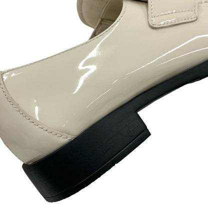 Prada Loafers Leather Shoes Patent Beige Triangle Logo
