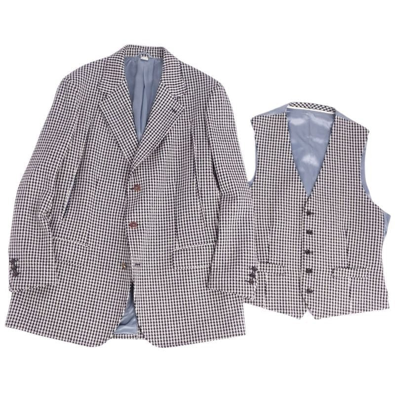 Gucci Ensemble Tailored Jacket Vest Gilet Checked Wool Outerwear 48