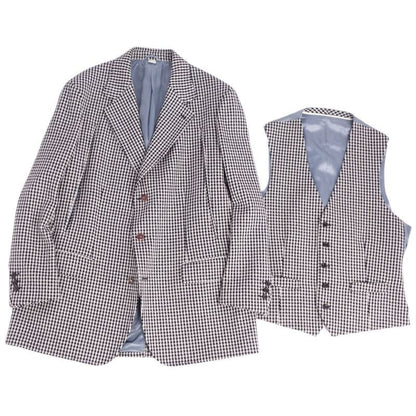 Gucci Ensemble Tailored Jacket Vest Gilet Checked Wool Outerwear 48