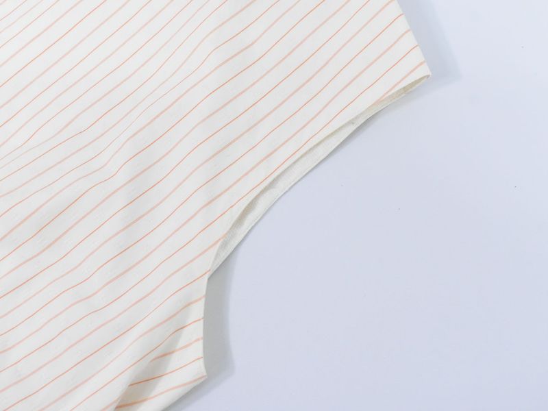 Authentic Hermes Striped Blouse Shirt Sleeveless Top 34 Cotton Ivory Orange