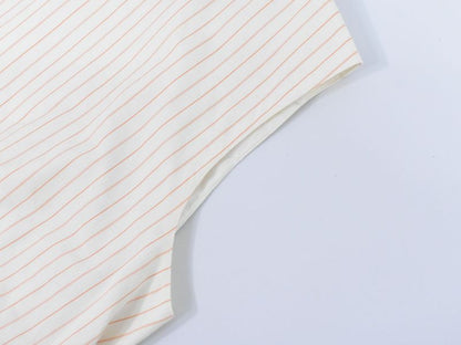 Authentic Hermes Striped Blouse Shirt Sleeveless Top 34 Cotton Ivory Orange