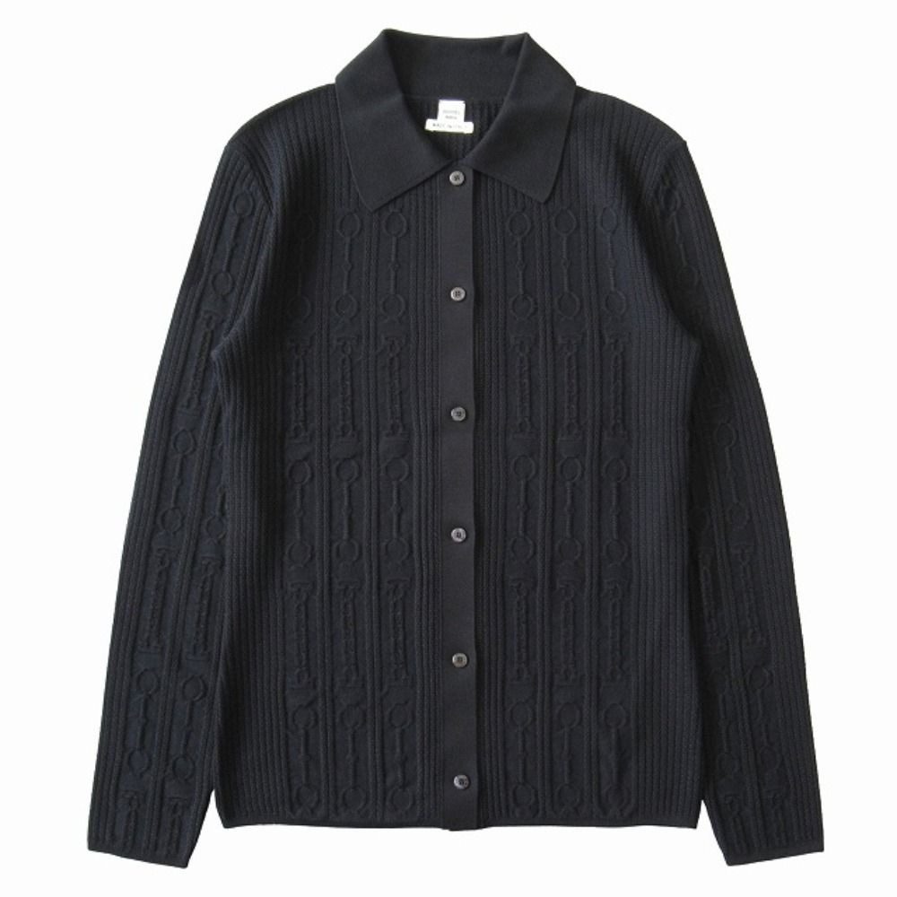 Hermes Effet Kaleidoscope Effect Knit Shirt Cardigan Long Sleeve 36 Black