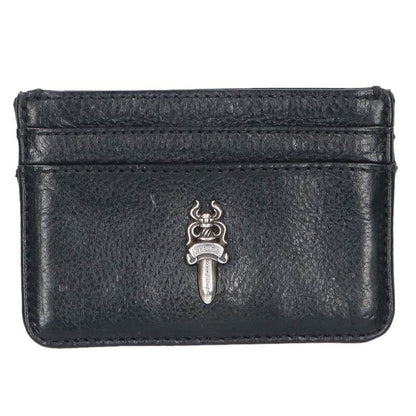 Chrome Hearts Double Side Dagger with Decorative Scroll Label Leather Card Case