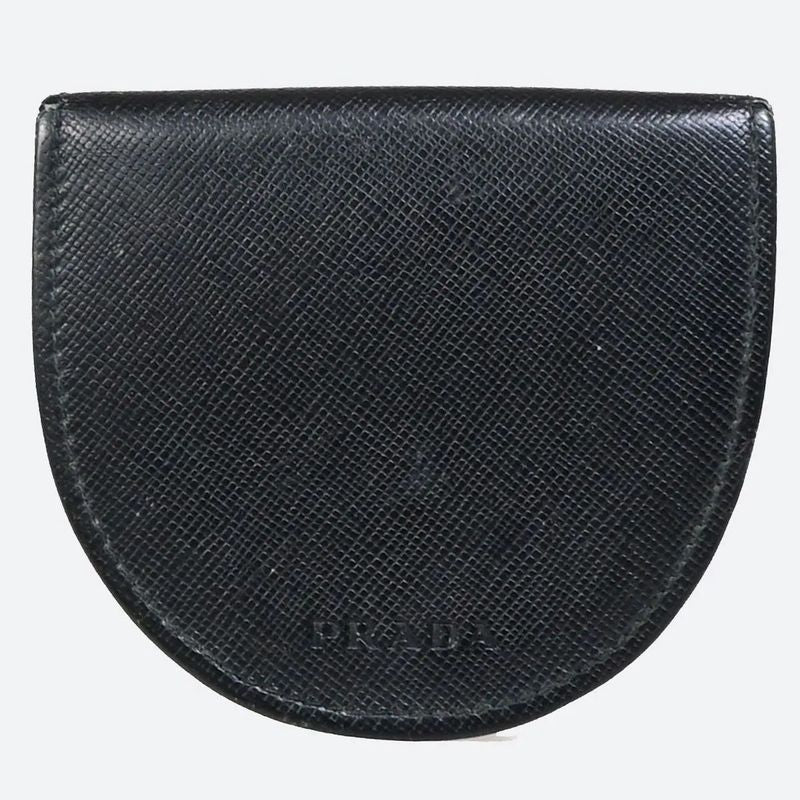 Prada Coin Case Coin Case Logo Leather Black 01bs117