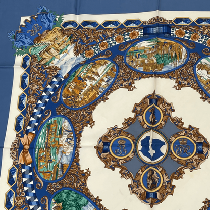 Hermes Carre 90 L'entente Cordiale French-english Alliance Blue X Multicolor