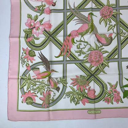 Hermes Scarf Silk Carre 90 Caraibes Caribbean Bird Pink