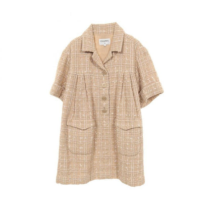 Chanel Dress Coco Mark Button Nylon Tweed